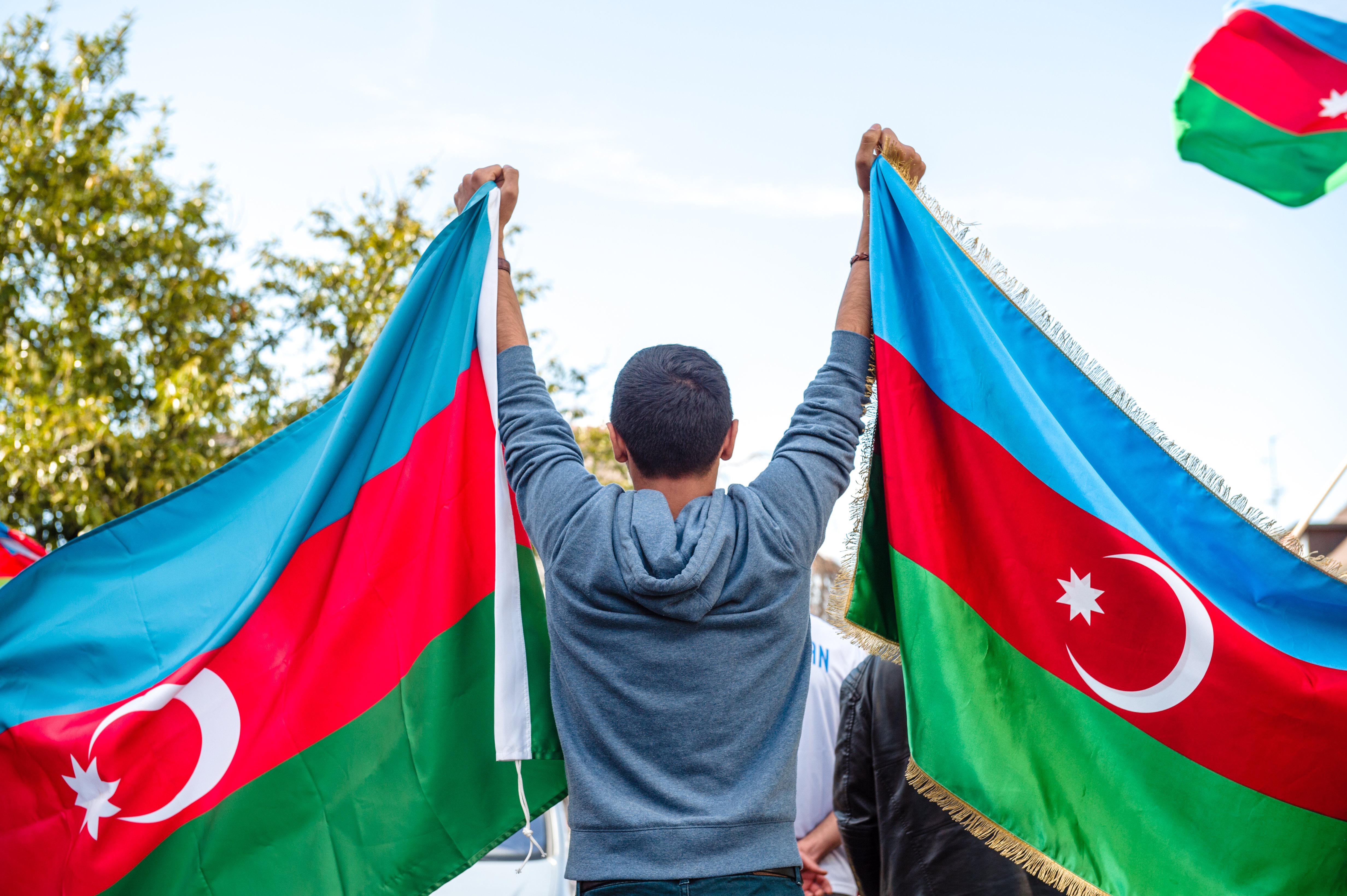Флаг Азербайджана в горах